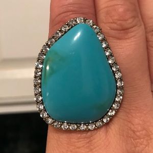 Turquoise/gold large ring ONE SIZE